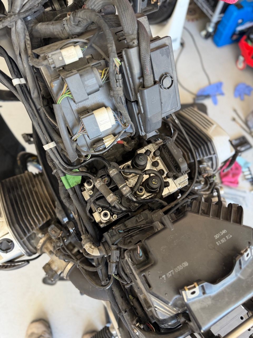 BMW R1200 RT iABS service area with panels removed